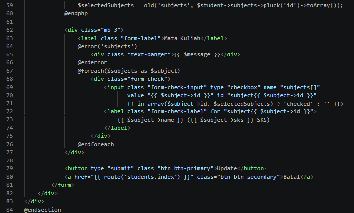 Kode edit.blade.php bagian kedua